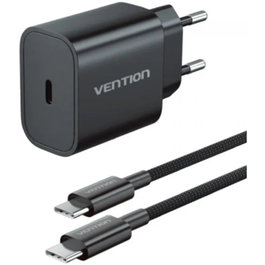 Vention Cargador de Pared 20W USB-C con Cable Lightning Negro G17B0-EU